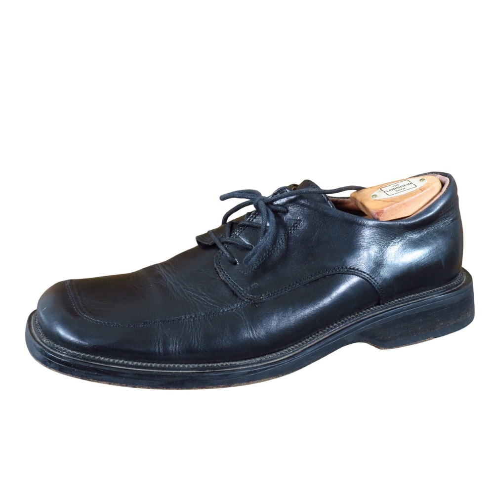 Aldo Men Square Toe Oxford Shoes Sz 44 Dress Formal Black Leather Made in Italy